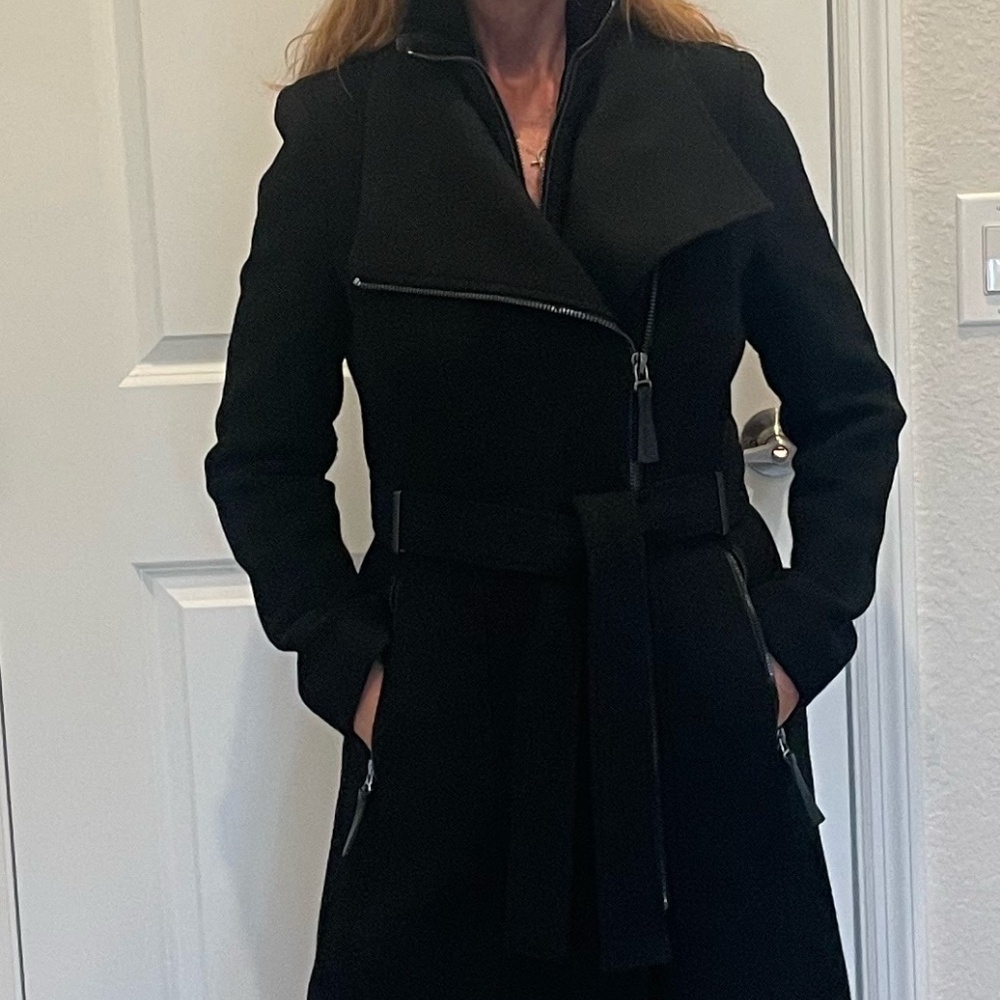 Elegant Calvin Klein black wool blend classic XS coat